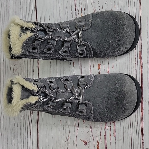 EARTH ORIGINS Women's Gray Suede Fur-Lined Ankle Boots Size 7 - Picture 3 of 7